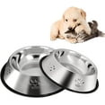 thumbnail image 1 of 2 Stainless Steel Dog Bowls, Puppy Cat Feeding Bowls, Cat Plate Bowls with Rubber Base, Mini and Small Pet Feeder Bowls and Water Bowls, 1 of 7
