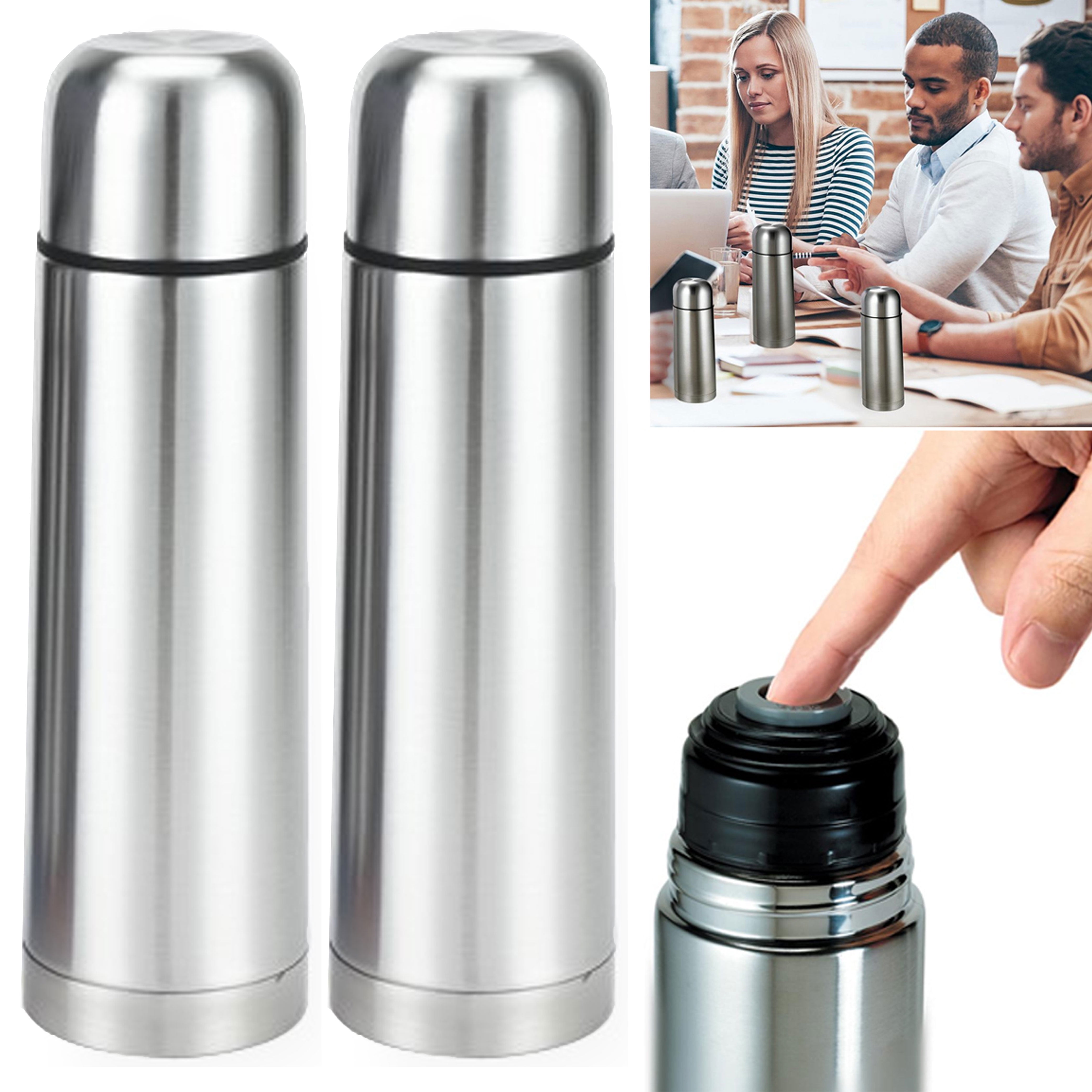 Stainless Steel Thermos Flask Insulated Vacuum Jug Tea Coffee Hot Drink 1L  / 2L
