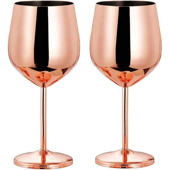 2 Stainless Steel Wine Glasses, 500ml, Gift Set of 2 Metal Wine Glasses, Unbreakable Wine Glass for Travel, Camping, Outdoor Ultimate Intervention, Picnics (Rose Gold)
