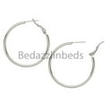 thumbnail image 1 of 2 Stainless Surgical Steel Silver Hoop Earrings with Hinged Leverback Latch (50mm (2 inch)), 1 of 1