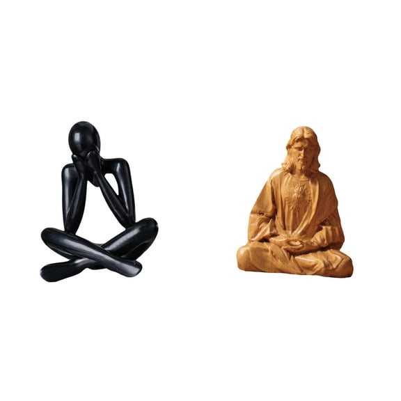 2 Statues Abstract Thinker Figurine Heart Sculpture Sturdy Material for Office Desk Bedroom Bookshelf Religious Spaces