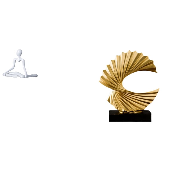 2 Statues Ocean Wave Thinker Abstract Sculpture Resin Material Modern Desk Home Office Decoration for Gifts