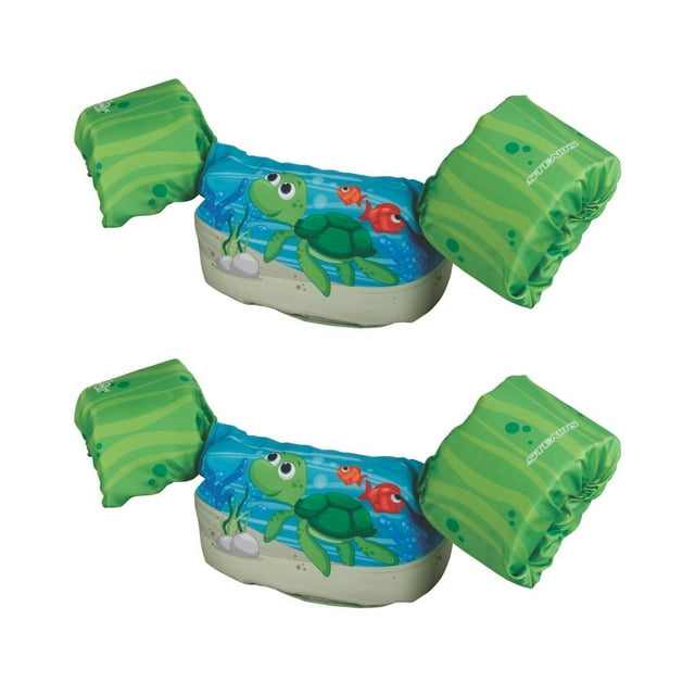 2) Stearns Puddle Jumper Bahama Series Deluxe Kids Life Jackets, Green
