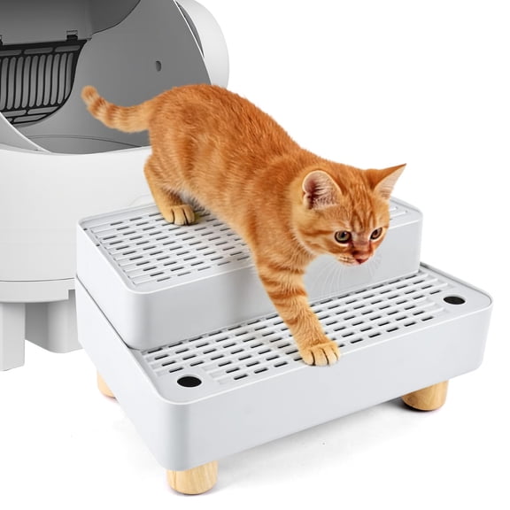 2 Step Adjustable Pet Ramp Light Grey For Litter Boxes And Small Pets