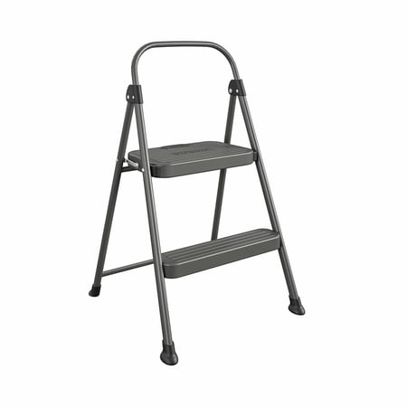 2 Step All Steel Step Stool: Dark Gray, 225 lb Capacity, No Assembly, Kitchen Stepper for Adults