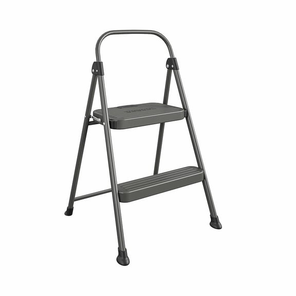 2 Step All Steel Step Stool: Dark Gray, 225 lb Capacity, No Assembly, Kitchen Stepper for Adults