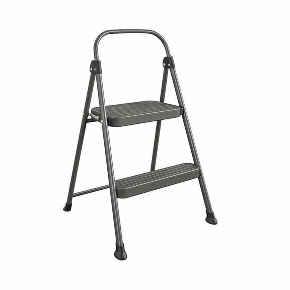 2 Step All Steel Step Stool: Dark Gray, 225 lb Capacity, No Assembly, Kitchen Stepper for Adults