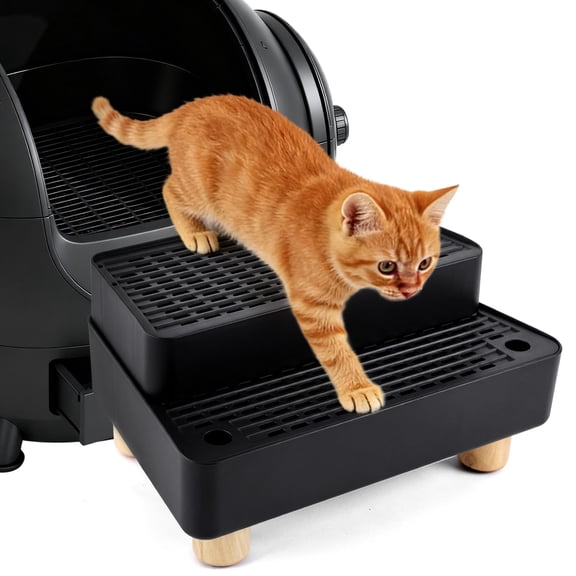 2 Step Black Pet Stairs Litter Box Ramp for Cats