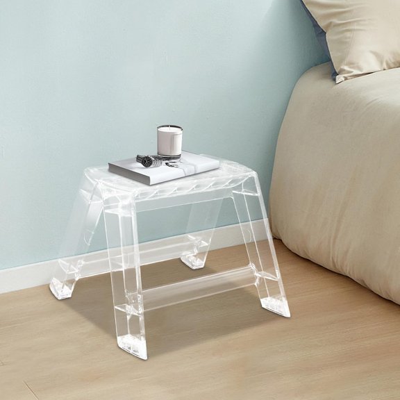 2 Step Clear Folding Step Ladder, Photography Stool, Protable Transparent Step Stool for Decorative Library, Modern Foot Stool (Clear)