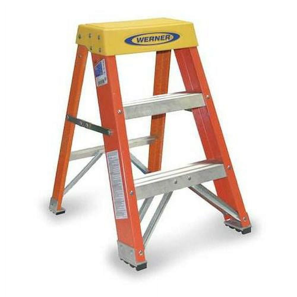 2-Step Fiberglass Step Stool with 300 lb. Load Capacity in Blue/Silver/Yellow