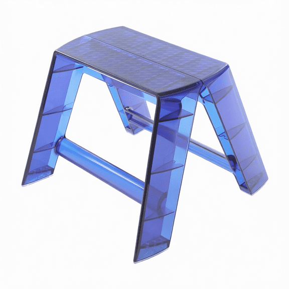 2-Step Folding Transparent Step Stool, Foldable Acrylic Step Ladder for Adults, 110 lbs Capacity for Indoor Outdoor Library Kitchen, Blue