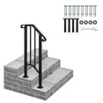thumbnail image 1 of 2 Step Handrails for Outdoor Steps, Fit 1 or 2 Steps Outdoor Stair Railing for Concrete Steps, White Wrought Iron Railing, Exterior Hand Railing for Steps Adjustable Metal Hand Rails for Deck Porch, 1 of 8