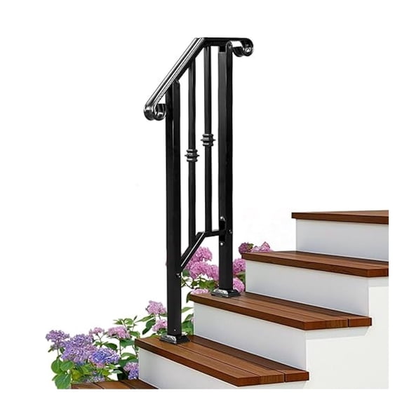 2 Step Handrails for Outdoor Steps, Wrought Iron Stair Railing Fits 1 ...