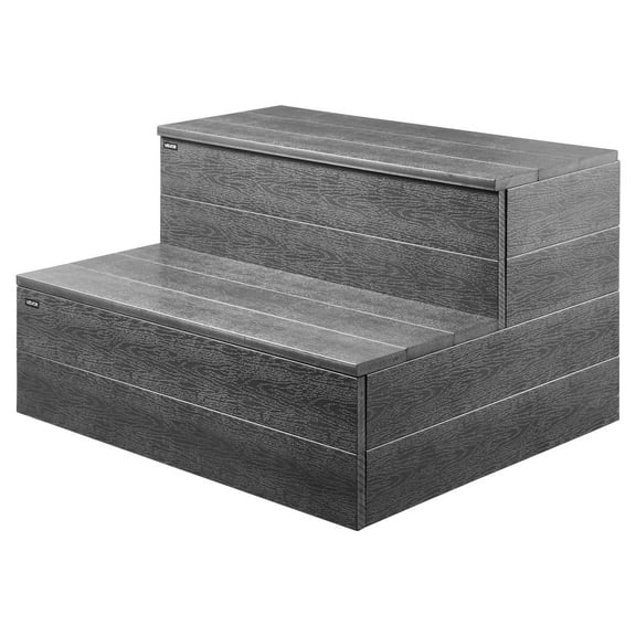 2-Step Hot Tub Stair, 25" Wide Heavy Duty HIPS Pool Steps with 600 lbs Capacity - Ideal for Above Ground Pools, Inflatable Spas, Decks & Patios (Graphite Gray)
