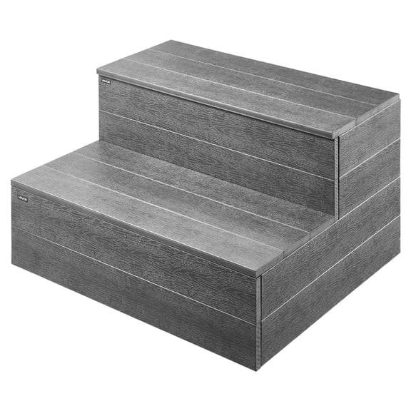2-Step Hot Tub Stairs, Heavy Duty 25" Wide HIPS Spa Steps for Above Ground & Inflatable Pools, 600 lbs Capacity, Multi-Use Outdoor Ladder for Patio, Deck, Porch, Camper  Graphite Gray