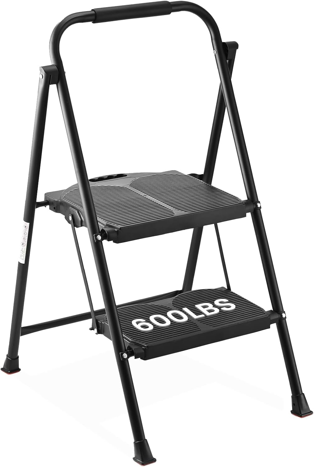 2 Step Ladder 600lbs,Folding Step Stool with Wide Anti-Slip Pedal ...