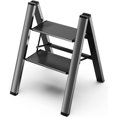 thumbnail image 1 of 2 Step Ladder, Aluminum Folding 2 Step Stool with Anti-Slip Sturdy and Wide Pedal, Lightweight Portable Stepladder for Home and Kitchen Use Space Saving, Black, 330 lbs, 1 of 12