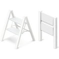 thumbnail image 1 of 2 Step Ladder, Aluminum Folding 2 Step Stool with Anti-Slip Sturdy and Wide Pedal, Lightweight Portable Stepladder for Home and Kitchen Use Space Saving, Cream White, 330 lbs, 1 of 6