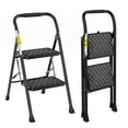 thumbnail image 1 of Jocauto 2 Step Ladder, Folding Step Stool for Adults with Anti-Slip Pedals & Cushioned Handle, Non-Slip Feet, Sturdy Steel Frame for Kitchen, Household Use, Black, 1 of 8