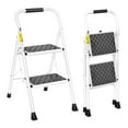 thumbnail image 1 of Jocauto 2 Step Ladder, Folding Step Stool for Adults with Anti-Slip Pedals & Cushioned Handle, Non-Slip Feet, Sturdy Steel Frame for Kitchen, Household Use, White, 1 of 8