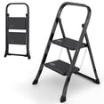 thumbnail image 1 of 2 Step Ladder Folding Step Stool with Wide Anti-Slip Pedal, Convenient Handgrip, Portable Steel Step Stool, 300 lbs Sturdy Steel Ladder for Household and Office,Black, 1 of 8