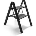 thumbnail image 1 of 2 Step Ladder, Folding Step Stool with Wide Anti-Slip Pedal, Aluminum Lightweight Folding Ladder for Household & Office, Holds up to 330 Lbs, Black, 1 of 6