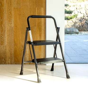 2 Step Ladder Folding Stool with Wide Anti-Slip Pedal, Lightweight 800Lbs Capacity