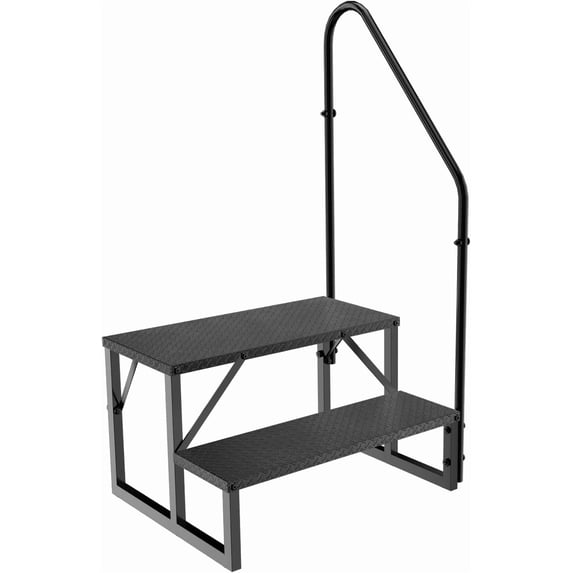 2 Step Ladder with Handrail, 660 LBS Heavy Duty Step Stool, Anti-Slip ...