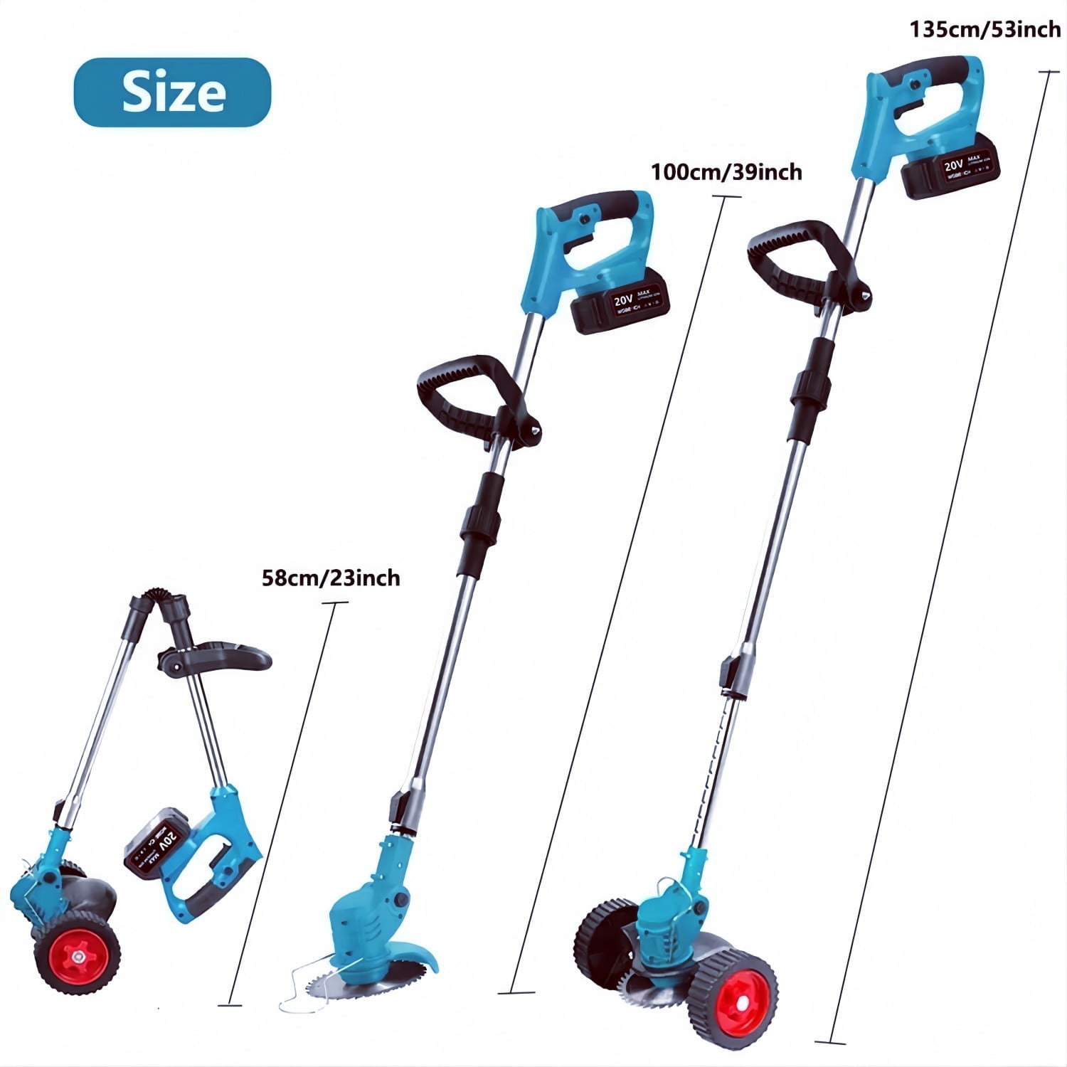 Cordless Weed Wacker, 3 in 1 Stringless Grass Trimmer, Foldable 3.0Ah ...