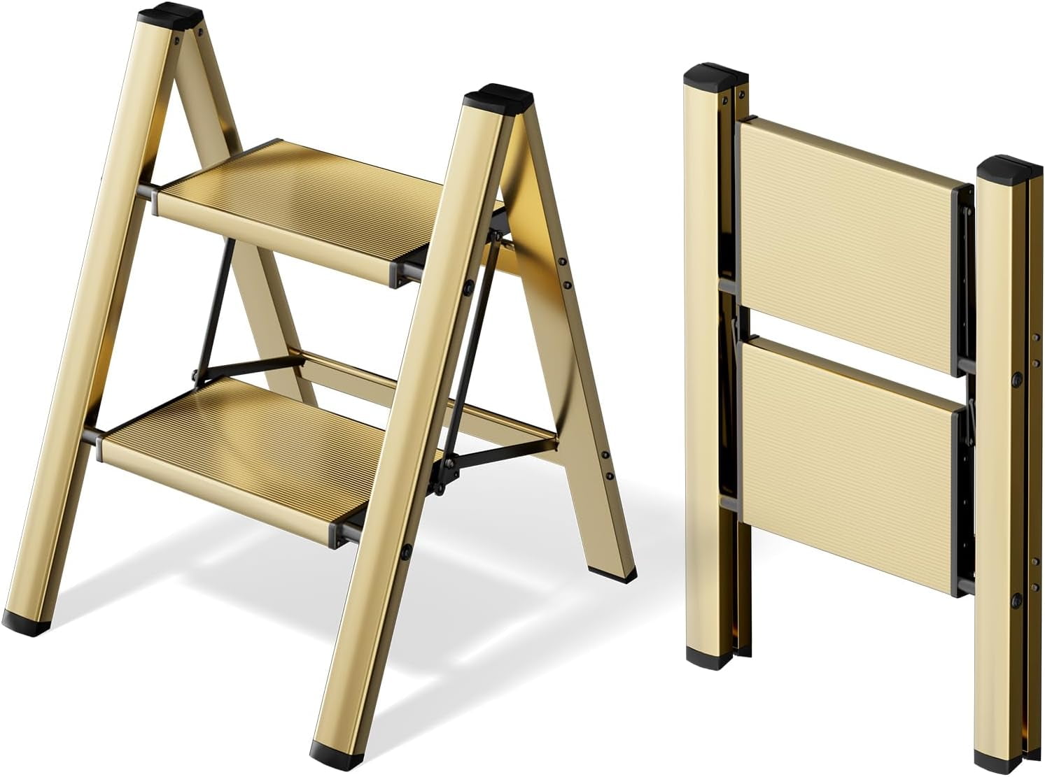 2 Step Ladder, Lightweight Portable 2 Step Stool with Anti-Slip Wide ...