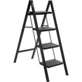 thumbnail image 1 of 2 Step Ladder, Lightweight Portable Foldable Collapsible Folding Sturdy Steel Metal Step Stool with Anti-Slip Wide Pedal, Heavy Duty 330 lbs Capacity, for Home, Kitchen, Closet, Adults, White, 1 of 7
