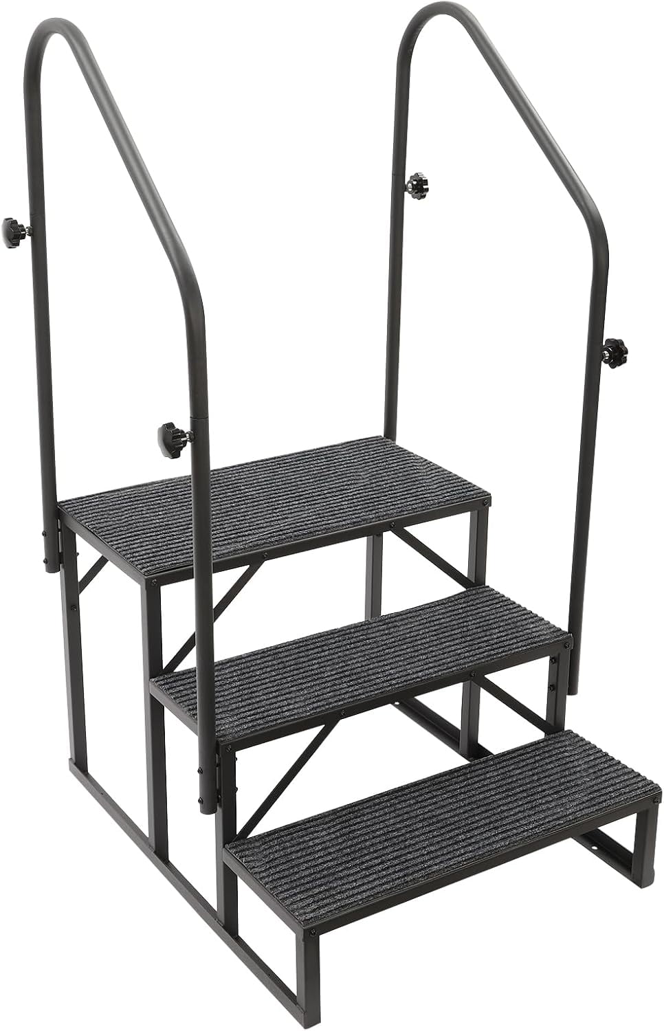 2 Step Ladder, RV Stairs Outdoor w/Two Handrails, 450lbs Steel Ladder ...