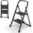 thumbnail image 1 of 2-Step Ladder with Wide Anti-Slip Platform & Thick Rubber Feet | Heavy Duty Foldable & Portable | 330 lbs Capacity, Steel Frame, Rubber Handgrip, Folding Step Stool, 1 of 6