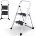 thumbnail image 1 of 2-Step Ladder with Wide Anti-Slip Platform & Thick Rubber Feet | Heavy Duty Foldable & Portable | 330 lbs Capacity, Steel Frame, Rubber Handgrip, Folding Step Stool, 1 of 6