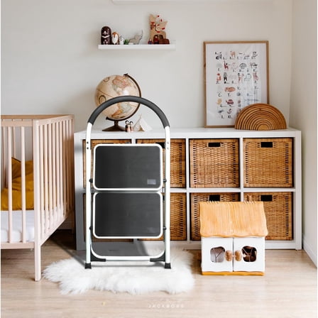 2 Step Ladder with Anti-Slip Pedals, 400lbs Capacity, Foldable Stool for Home, Kitchen, Office