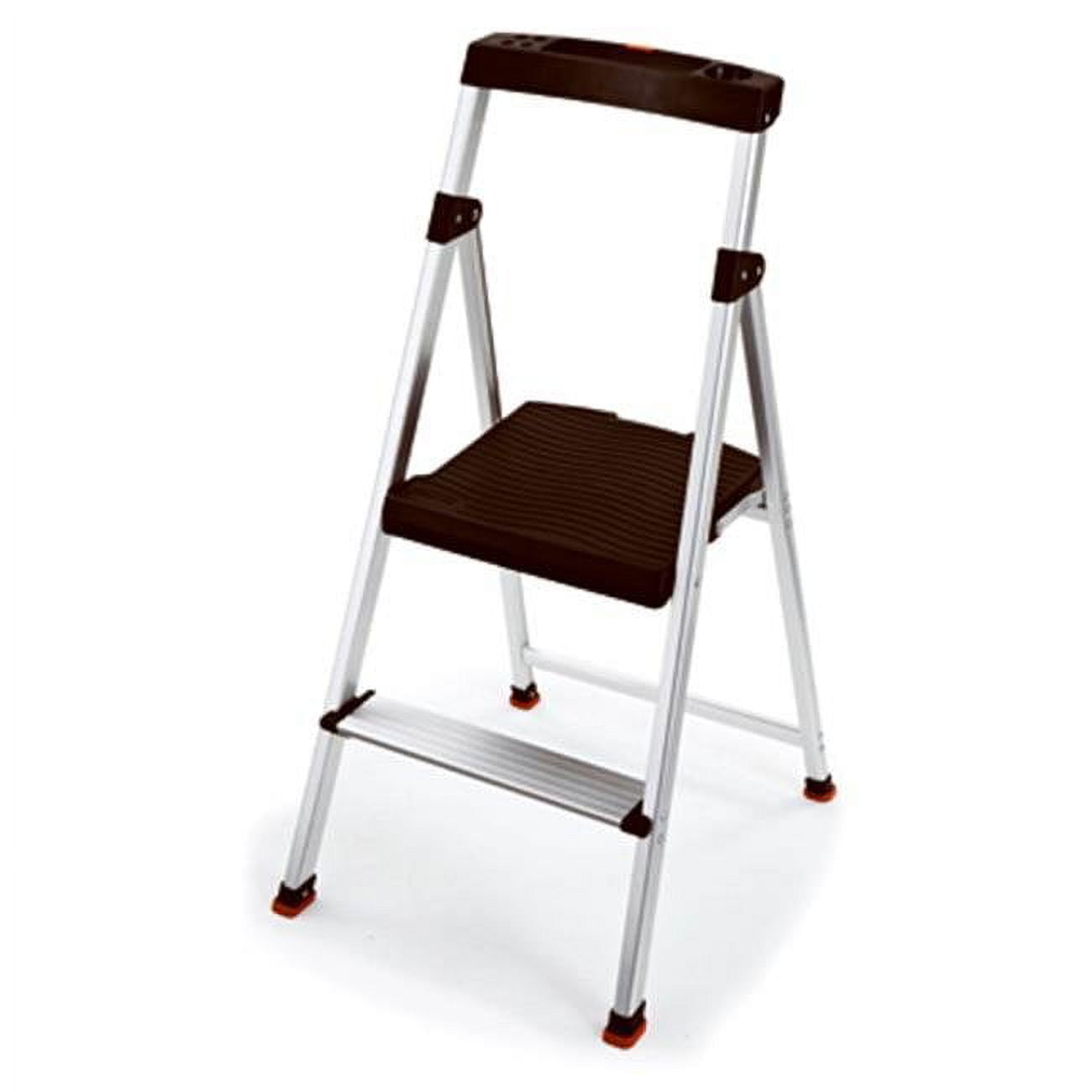 Sleek 2-Step Foldable Aluminum Step Stool in Black/Silver