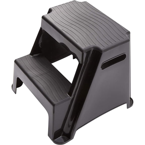 2-Step Molded Plastic Step Stool, Lightweight with Slip Resistant Treads and Non-Slip Feet