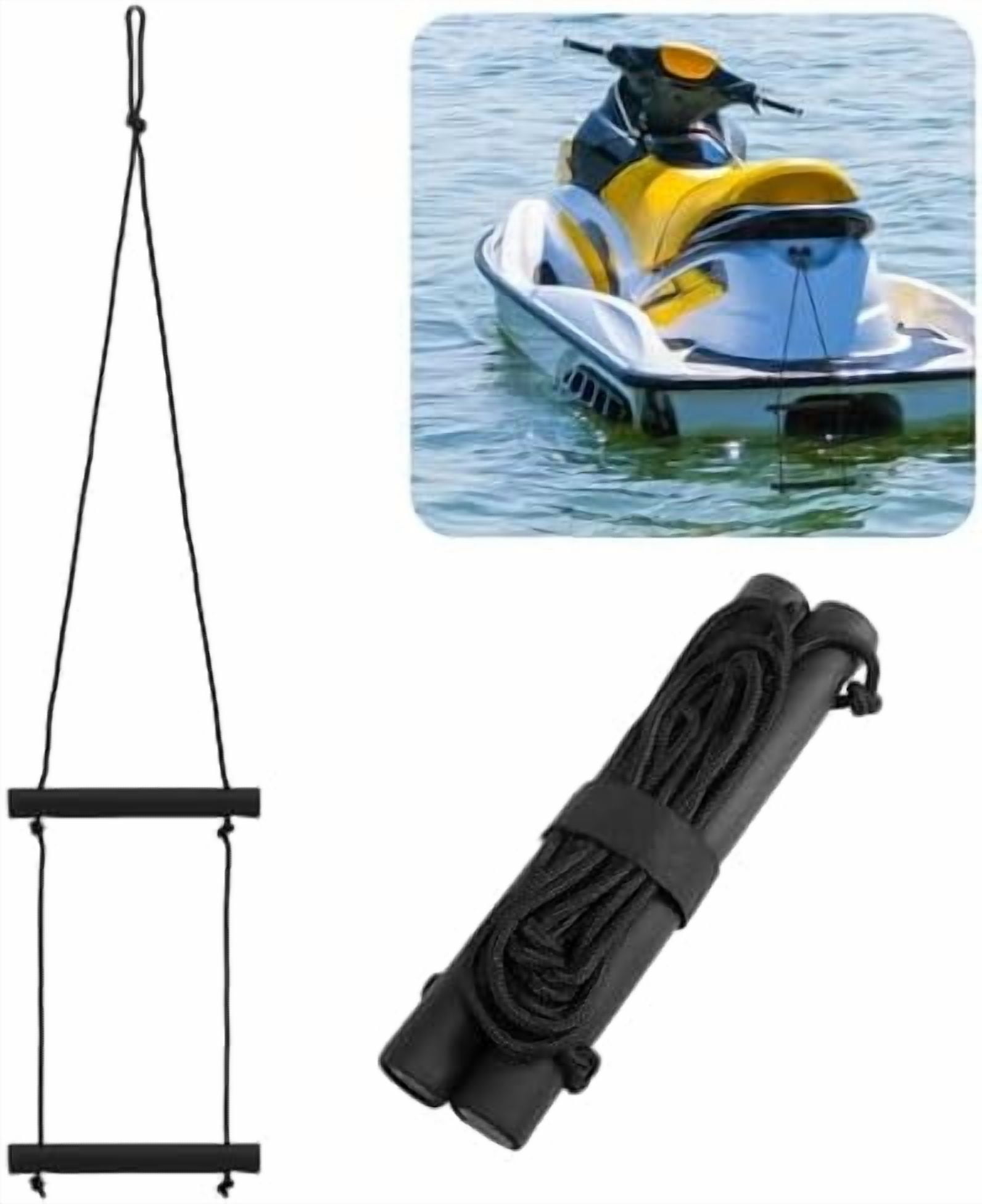 2 Step Riser Boarding Ladder Portable Assist Rope Boat Boarding Outdoor ...