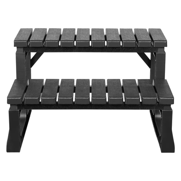 2 Step Spa Stairs Heavy Duty 23.6 in Wide Pool Steps for Inflatable and Above Ground Hot Tubs Supports 320 lbs Outdoor Use for Deck Patio Porch RV Black