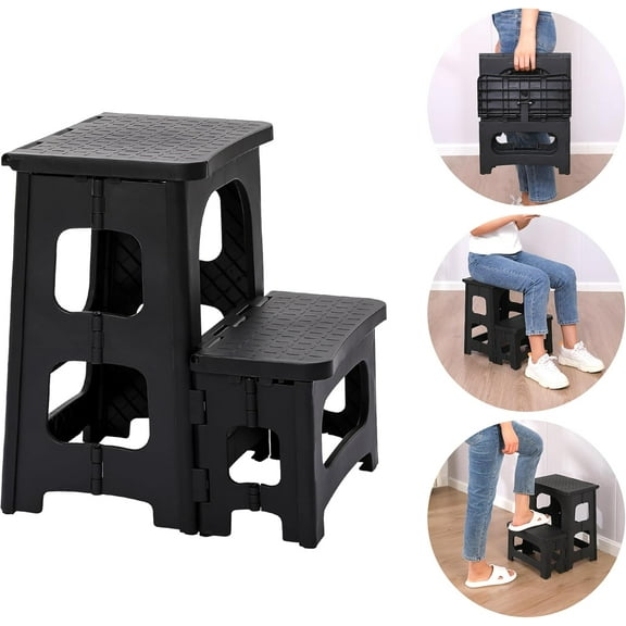 2 Step Stool Folding Step Stool for Adults,Non-Slip Foldable Stool for Office, Garage, Library, Closet, Bathroom and Porch,Collapsible Stool for Kitchen Home Toilet Bedroom.