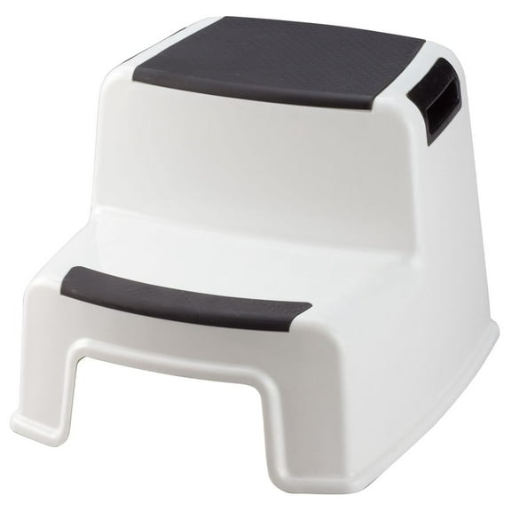 2-Step Stool - Portable Stepping Stool with Handles, 280 lbs Capacity - Durable Plastic, Textured Steps for Safety - Indoor/Outdoor Use, 13.5" x 12" x 10.25"