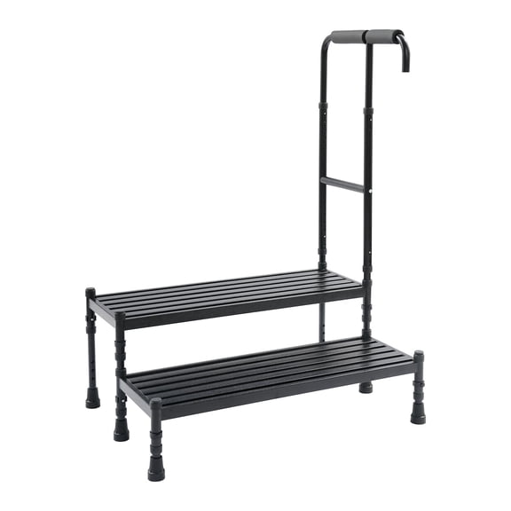 2 Step Stool with Handle for Elderly, Heavy Duty Step Stool with Adjustable Handrail, 30.9" Wide Bed Steps for High Beds for Adults and Seniors
