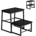 thumbnail image 1 of 2 Step Stools for Adults & Kids, Heavy Duty 2-in-1 Adjustable Retractable Wooden Step Stool, Metal Frame, Non-Slip Bedside Footstool for Bed, Kitchen, Bathroom, RV Steps - Black, 1 of 16