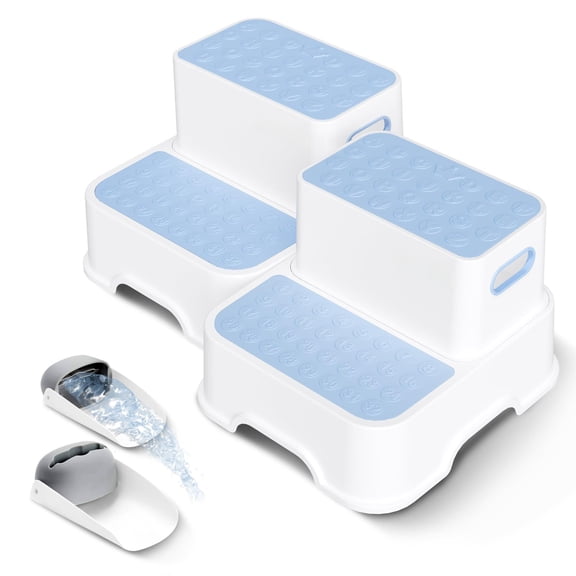 2 Step Stools For Stool Bathroom Sink No-slip Double Up Stepping  Multifunctional Toilet Potty Training(2 Packs)(blue)