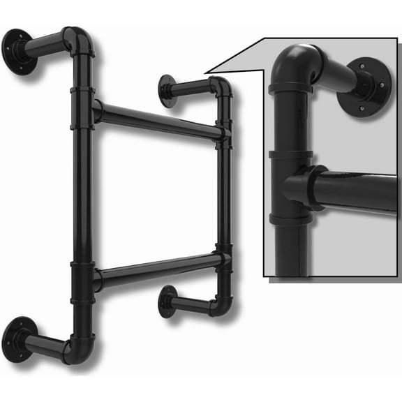 2-Step Wall-Mounted Ladder/Integrated 2-Rung Ladder Window Well Egress - Permanent Acess to The Roof, Basement, Boat, Loft or Bunk Bed - Two Step Built-in Stairs - Wall-Mounted Emergency Escape