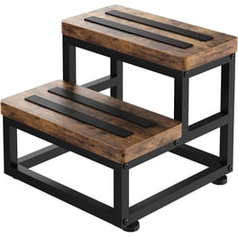 ITsst Step Stool For Adults,Holds Up To 500Lb,3 In1 Heavy Duty Sturdy Two Step Stool Kichen Bathroom High Beds Wooden Metal Frame Non Slip Pads C95