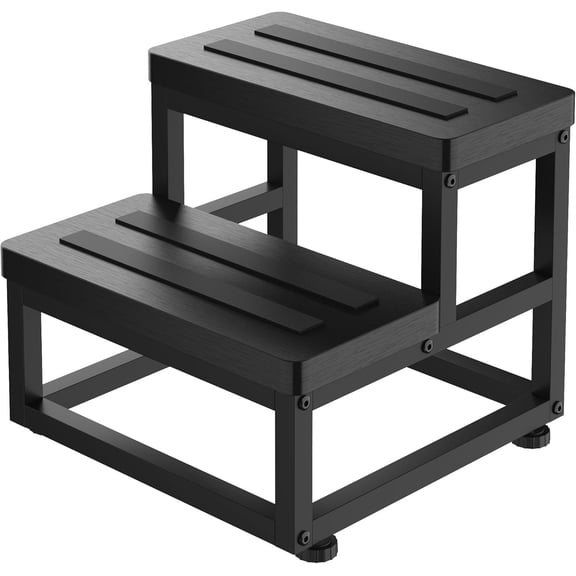Heavy Duty Stepping Stool Wooden Bed Step Stools for High Beds, Non-Slip 2 Bedside Foot Stool with 500 Lb Capacity for Bedroom Kitchen Bathroom Outside,Easy Assembly,Teak
