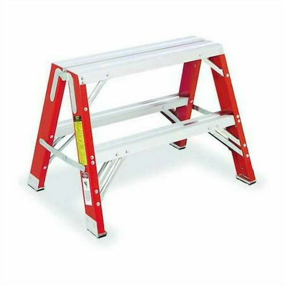 2 Steps, Fiberglass Step Stand, 300 lb. Load Capacity, Silver/Orange