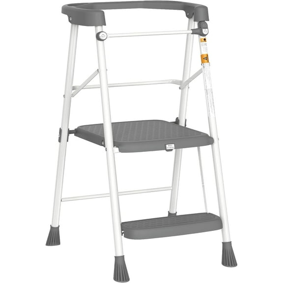 2 Steps Step Stool, Folding Stepper Stool with Anti-Drop Safety Railing, Multi-Purpose Helper for Kitchen Counter, Cleaning and Household Standing Use