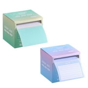 2 Sticky Notes Roll Tape with Pull Out Dispenser Boxes, 512 Sheets Full Adhesive Sticky Notes 1.7 x 2.4 Inch, Self-Stick Memo Pads Sticker Label for Noting Writing Blue & Green